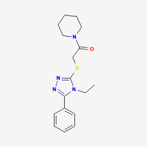molecular formula C17H22N4OS B5885135 1-{[(4-ethyl-5-phenyl-4H-1,2,4-triazol-3-yl)thio]acetyl}piperidine 