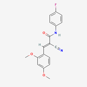 molecular formula C18H15FN2O3 B5885231 2-cyano-3-(2,4-dimethoxyphenyl)-N-(4-fluorophenyl)acrylamide 