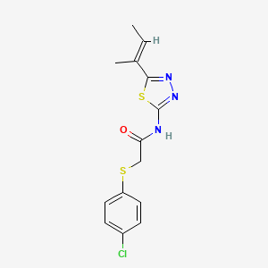 molecular formula C14H14ClN3OS2 B5885239 2-[(4-chlorophenyl)thio]-N-[5-(1-methyl-1-propen-1-yl)-1,3,4-thiadiazol-2-yl]acetamide 