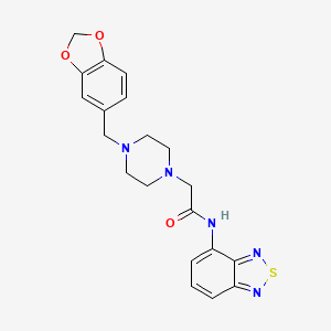 molecular formula C20H21N5O3S B5885296 2-[4-(1,3-benzodioxol-5-ylmethyl)-1-piperazinyl]-N-2,1,3-benzothiadiazol-4-ylacetamide 