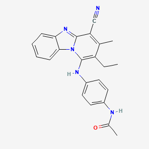 molecular formula C23H21N5O B5885368 N-{4-[(4-cyano-2-ethyl-3-methylpyrido[1,2-a]benzimidazol-1-yl)amino]phenyl}acetamide 