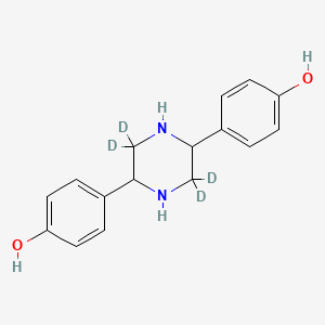 molecular formula C16H18N2O2 B588542 2,5-Bis(4-hydroxyphenyl)piperazine-d4 Dihydrochloride CAS No. 1246816-38-5
