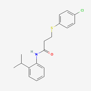 molecular formula C18H20ClNOS B5885458 3-[(4-chlorophenyl)thio]-N-(2-isopropylphenyl)propanamide 