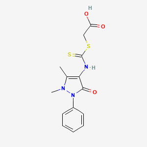 molecular formula C14H15N3O3S2 B5885492 ({[(1,5-dimethyl-3-oxo-2-phenyl-2,3-dihydro-1H-pyrazol-4-yl)amino]carbonothioyl}thio)acetic acid 
