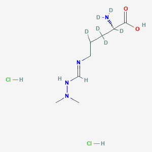 molecular formula C8H20Cl2N4O2 B588563 (2S)-2,3,3,4-tetradeuterio-2-(dideuterioamino)-5-[(2,2-dimethylhydrazinyl)methylideneamino]pentanoic acid;dihydrochloride CAS No. 1313730-20-9