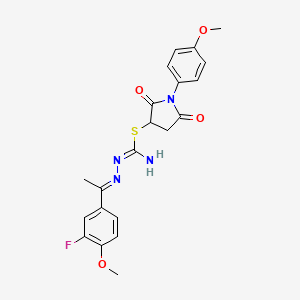 molecular formula C21H21FN4O4S B5885665 1-(4-methoxyphenyl)-2,5-dioxo-3-pyrrolidinyl 2-[1-(3-fluoro-4-methoxyphenyl)ethylidene]hydrazinecarbimidothioate 