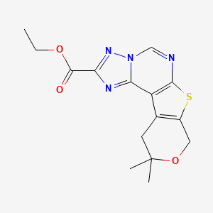 molecular formula C15H16N4O3S B5885880 ethyl 10,10-dimethyl-10,11-dihydro-8H-pyrano[4',3':4,5]thieno[3,2-e][1,2,4]triazolo[1,5-c]pyrimidine-2-carboxylate 