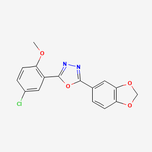 molecular formula C16H11ClN2O4 B5885931 2-(1,3-benzodioxol-5-yl)-5-(5-chloro-2-methoxyphenyl)-1,3,4-oxadiazole 