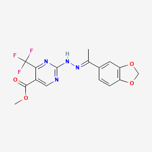 molecular formula C16H13F3N4O4 B5885974 methyl 2-{2-[1-(1,3-benzodioxol-5-yl)ethylidene]hydrazino}-4-(trifluoromethyl)-5-pyrimidinecarboxylate 