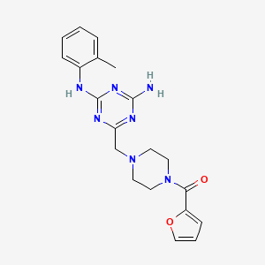 molecular formula C20H23N7O2 B5886246 6-{[4-(2-furoyl)-1-piperazinyl]methyl}-N-(2-methylphenyl)-1,3,5-triazine-2,4-diamine 