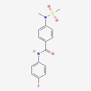 molecular formula C15H15FN2O3S B5886351 N-(4-fluorophenyl)-4-[methyl(methylsulfonyl)amino]benzamide 