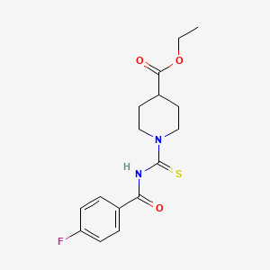 molecular formula C16H19FN2O3S B5886378 ethyl 1-{[(4-fluorobenzoyl)amino]carbonothioyl}-4-piperidinecarboxylate 