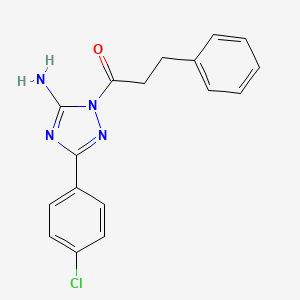 3-(4-chlorophenyl)-1-(3-phenylpropanoyl)-1H-1,2,4-triazol-5-amine