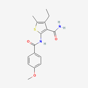 molecular formula C16H18N2O3S B5886471 4-ethyl-2-[(4-methoxybenzoyl)amino]-5-methyl-3-thiophenecarboxamide 