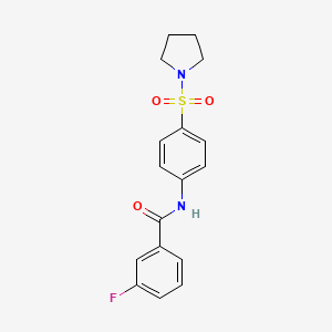 molecular formula C17H17FN2O3S B5886507 3-fluoro-N-[4-(1-pyrrolidinylsulfonyl)phenyl]benzamide 