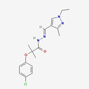 2-(4-chlorophenoxy)-N'-[(1-ethyl-3-methyl-1H-pyrazol-4-yl)methylene]-2-methylpropanohydrazide
