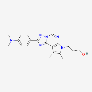 molecular formula C20H24N6O B5886529 3-{2-[4-(dimethylamino)phenyl]-8,9-dimethyl-7H-pyrrolo[3,2-e][1,2,4]triazolo[1,5-c]pyrimidin-7-yl}-1-propanol 