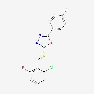 molecular formula C16H12ClFN2OS B5886596 2-[(2-chloro-6-fluorobenzyl)thio]-5-(4-methylphenyl)-1,3,4-oxadiazole 