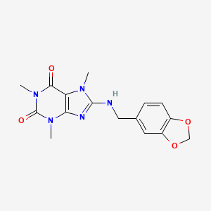 molecular formula C16H17N5O4 B5886721 8-[(1,3-benzodioxol-5-ylmethyl)amino]-1,3,7-trimethyl-3,7-dihydro-1H-purine-2,6-dione 
