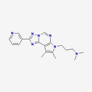 molecular formula C19H23N7 B5886968 3-[8,9-dimethyl-2-(3-pyridinyl)-7H-pyrrolo[3,2-e][1,2,4]triazolo[1,5-c]pyrimidin-7-yl]-N,N-dimethyl-1-propanamine 