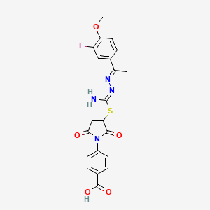 molecular formula C21H19FN4O5S B5887010 4-(3-{[{2-[1-(3-fluoro-4-methoxyphenyl)ethylidene]hydrazino}(imino)methyl]thio}-2,5-dioxo-1-pyrrolidinyl)benzoic acid 