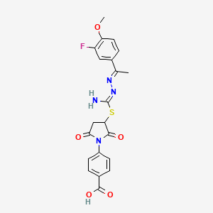 molecular formula C21H19FN4O5S B5887010 4-[3-[(E)-N'-[(E)-1-(3-fluoro-4-methoxyphenyl)ethylideneamino]carbamimidoyl]sulfanyl-2,5-dioxopyrrolidin-1-yl]benzoic acid 