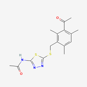 molecular formula C16H19N3O2S2 B5887046 N-{5-[(3-acetyl-2,4,6-trimethylbenzyl)thio]-1,3,4-thiadiazol-2-yl}acetamide 