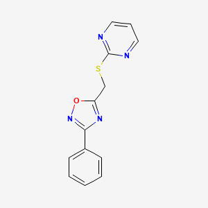 molecular formula C13H10N4OS B5887126 2-{[(3-phenyl-1,2,4-oxadiazol-5-yl)methyl]thio}pyrimidine 