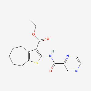 ethyl 2-[(2-pyrazinylcarbonyl)amino]-5,6,7,8-tetrahydro-4H-cyclohepta[b]thiophene-3-carboxylate