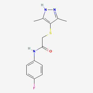 2-[(3,5-dimethyl-1H-pyrazol-4-yl)thio]-N-(4-fluorophenyl)acetamide