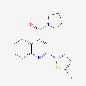 molecular formula C18H15ClN2OS B5887736 2-(5-chloro-2-thienyl)-4-(1-pyrrolidinylcarbonyl)quinoline 