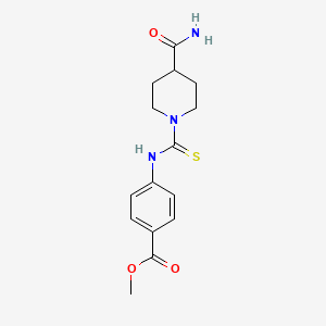 molecular formula C15H19N3O3S B5887994 methyl 4-({[4-(aminocarbonyl)-1-piperidinyl]carbonothioyl}amino)benzoate 