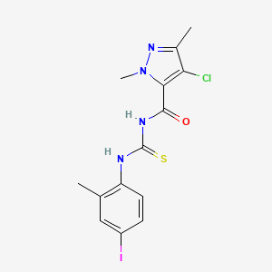 molecular formula C14H14ClIN4OS B5888084 4-chloro-N-{[(4-iodo-2-methylphenyl)amino]carbonothioyl}-1,3-dimethyl-1H-pyrazole-5-carboxamide 