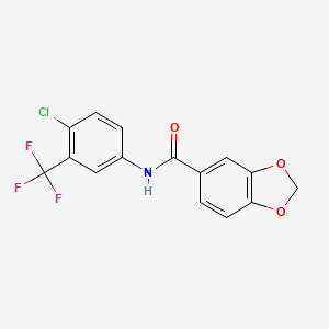 molecular formula C15H9ClF3NO3 B5888249 N-[4-chloro-3-(trifluoromethyl)phenyl]-1,3-benzodioxole-5-carboxamide 