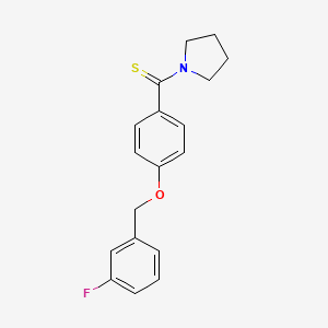 molecular formula C18H18FNOS B5888509 1-({4-[(3-fluorobenzyl)oxy]phenyl}carbonothioyl)pyrrolidine 