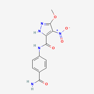 molecular formula C12H11N5O5 B5888625 N-[4-(aminocarbonyl)phenyl]-3-methoxy-4-nitro-1H-pyrazole-5-carboxamide 