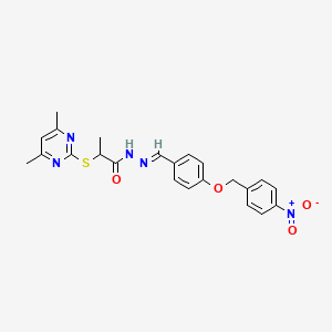 molecular formula C23H23N5O4S B5888680 2-[(4,6-dimethyl-2-pyrimidinyl)thio]-N'-{4-[(4-nitrobenzyl)oxy]benzylidene}propanohydrazide 