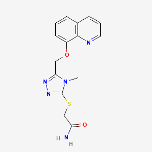 molecular formula C15H15N5O2S B5889140 2-({4-methyl-5-[(8-quinolinyloxy)methyl]-4H-1,2,4-triazol-3-yl}thio)acetamide 