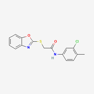 molecular formula C16H13ClN2O2S B5889273 2-(1,3-benzoxazol-2-ylthio)-N-(3-chloro-4-methylphenyl)acetamide 