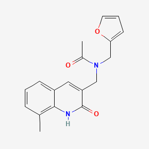 molecular formula C18H18N2O3 B5889377 N-(2-furylmethyl)-N-[(2-hydroxy-8-methyl-3-quinolinyl)methyl]acetamide 