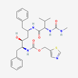 Thiazol-5-ylmethyl N-((1S,2S,4S)-1-benzyl-2-hydroxy-4-(((2S)-3-methyl-2-(methylcarbamoylamino)butanoyl)amino)-5-phenyl-pentyl)carbamate