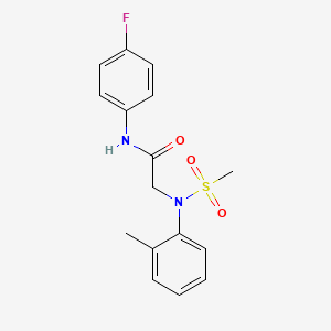 molecular formula C16H17FN2O3S B5889547 N~1~-(4-fluorophenyl)-N~2~-(2-methylphenyl)-N~2~-(methylsulfonyl)glycinamide 