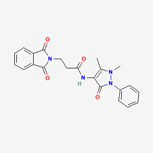 molecular formula C22H20N4O4 B5889580 N-(1,5-dimethyl-3-oxo-2-phenyl-2,3-dihydro-1H-pyrazol-4-yl)-3-(1,3-dioxo-1,3-dihydro-2H-isoindol-2-yl)propanamide 