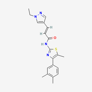 (E)-N-[4-(3,4-DIMETHYLPHENYL)-5-METHYL-1,3-THIAZOL-2-YL]-3-(1-ETHYL-1H-PYRAZOL-4-YL)-2-PROPENAMIDE