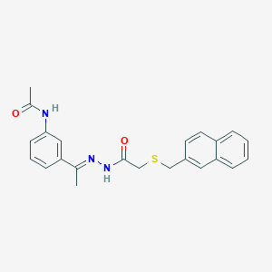 N-[(E)-1-(3-acetamidophenyl)ethylideneamino]-2-(naphthalen-2-ylmethylsulfanyl)acetamide