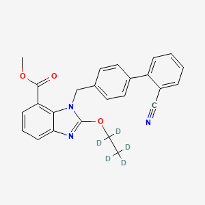 molecular formula C25H21N3O3 B589092 1-[(2'-Cyano-1,1'-biphenyl-4-yl)methyl]-2-ethoxy-d5-7-benzimidazolecarboxylic Acid Methyl Ester CAS No. 1794783-33-7