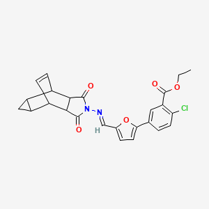 ethyl 2-chloro-5-(5-{(E)-[(1,3-dioxooctahydro-4,6-ethenocyclopropa[f]isoindol-2(1H)-yl)imino]methyl}furan-2-yl)benzoate