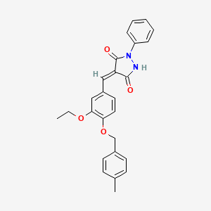 (4E)-4-{3-ethoxy-4-[(4-methylbenzyl)oxy]benzylidene}-1-phenylpyrazolidine-3,5-dione