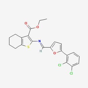 molecular formula C22H19Cl2NO3S B5891076 ETHYL 2-[(E)-{[5-(2,3-DICHLOROPHENYL)FURAN-2-YL]METHYLIDENE}AMINO]-4,5,6,7-TETRAHYDRO-1-BENZOTHIOPHENE-3-CARBOXYLATE 