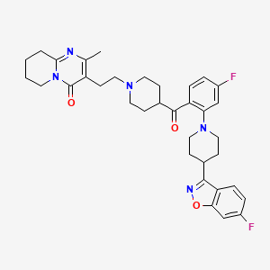 B589175 3-(2-(4-(4-Fluoro-2-(4-(6-fluoro-1,2-benzisoxazol-3-yl)piperidin-1-yl)benzoyl)piperidin-1-yl)ethyl)-2-methyl-6,7,8,9-tetrahydro-4H-pyrido(1,2-a)pyrimidin-4-one CAS No. 1329796-66-8